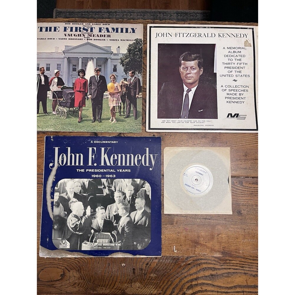 John F. Kennedy 4 Record LP Vinyl Collection Speeches Documentary History JFK